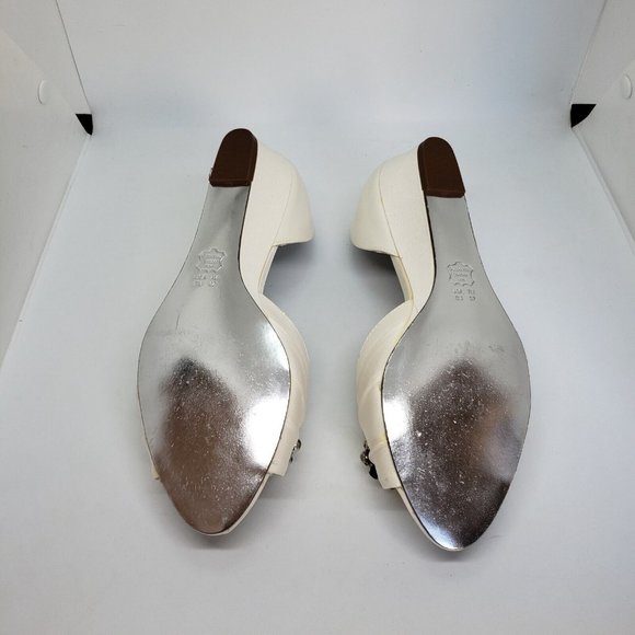 NINA RIVKA WEDGE WEDDING BRIDAL IVORY SHOES sz 7 Flat Brooch Rhinestone - Picture 10 of 12